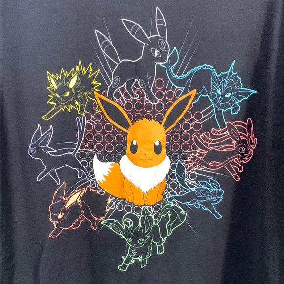 We Love Fine Pokémon Black Graphic T-Shirt Size XXL Eevee - Picture 2 of 4